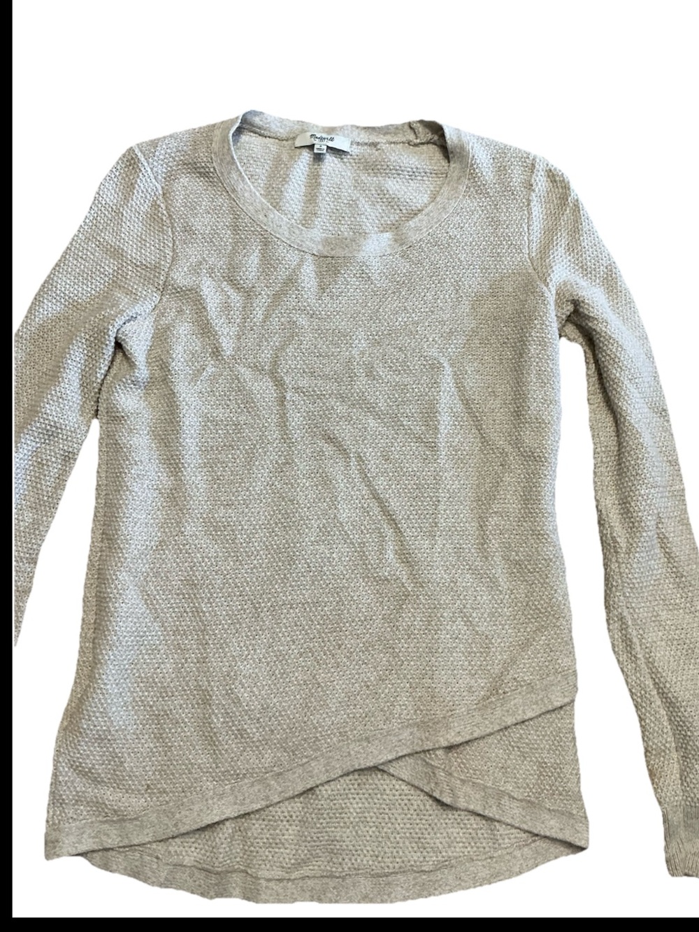 Madewell Small Oatmeal Waffle Knit Sweater Cream Lightweight Pullover Long Slve